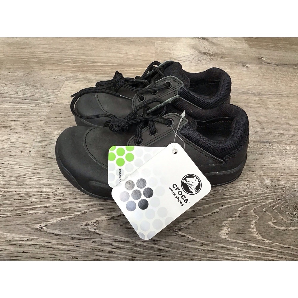 Crocs Velocity Lace Up Work Shoes Black NonSlip Oil Resistant Women Size 6 Men 4